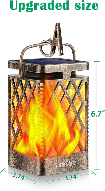 TomCare Solar Lights Outdoor Flickering Flame Solar Lantern Outdoor Hanging - Image 3