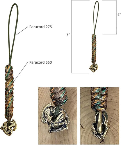 Handmade Lanyards with Brass Beads – Paracord 550 Survival Gear Leash - Image 3