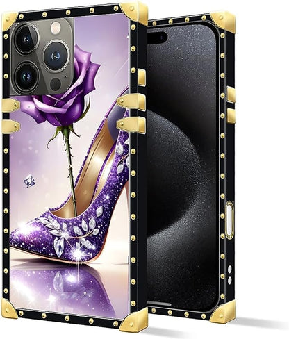 Compatible with iPhone 16 Pro Max Case, High Heeled Purple Diamond Rose Luxury - Image 2