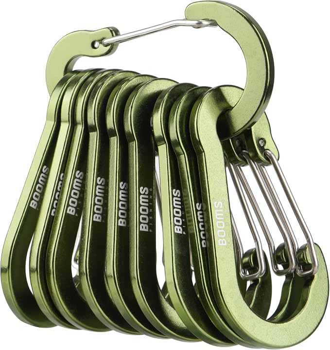 Booms Fishing CC5 Multi-Use Carabiner Clips, 10 Pack 2.3"/ 3.1" Caribeener Clips by BoomsFishing