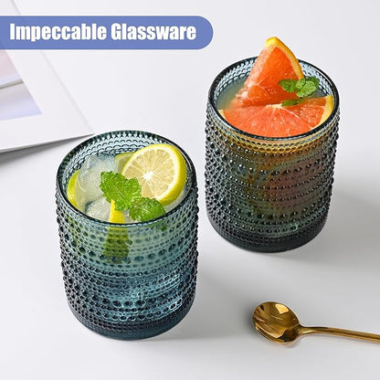 ZMOWIPDL Vintage Glassware Drinking Glasses Set of 6, 12 oz Hobnail Glass Cups - Image 4