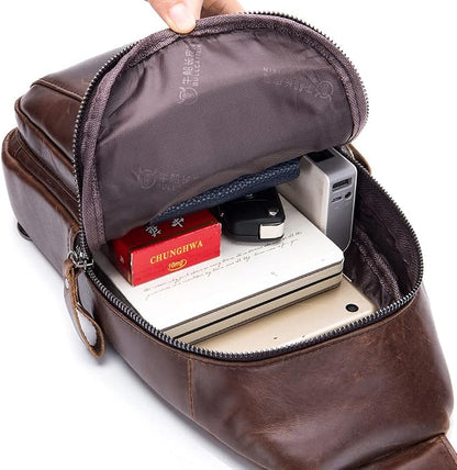 Hebetag Leather Sling Bag Crossbody Backpack - Image 7