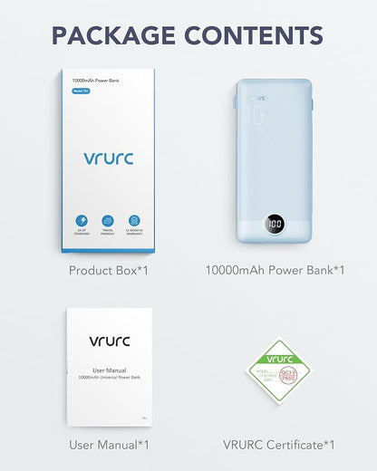 VRURC Portable Charger Built-in Cables and AC Wall Plug, USB C Power Bank - Image 8