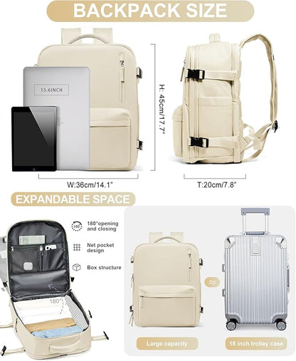 WONHOX Large Travel Backpack Carry on Flight Approved Laptop Work Business - Image 3