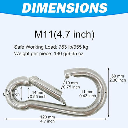 Marine Grade 316 Stainless Steel Carabiners Heavy Duty, Durable & Rust-Free - Image 3