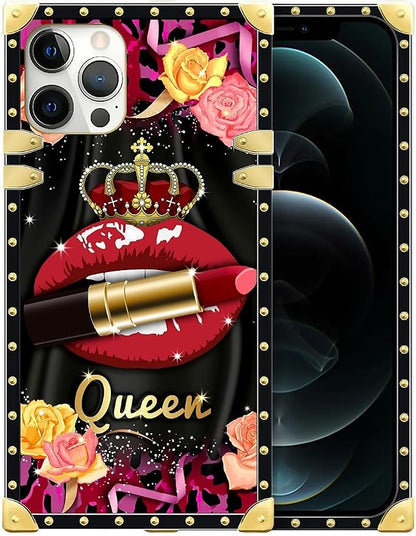 Compatible with iPhone 12 12 Pro Case, Queen Lip Crown Leopard Print Luxury by Unknown