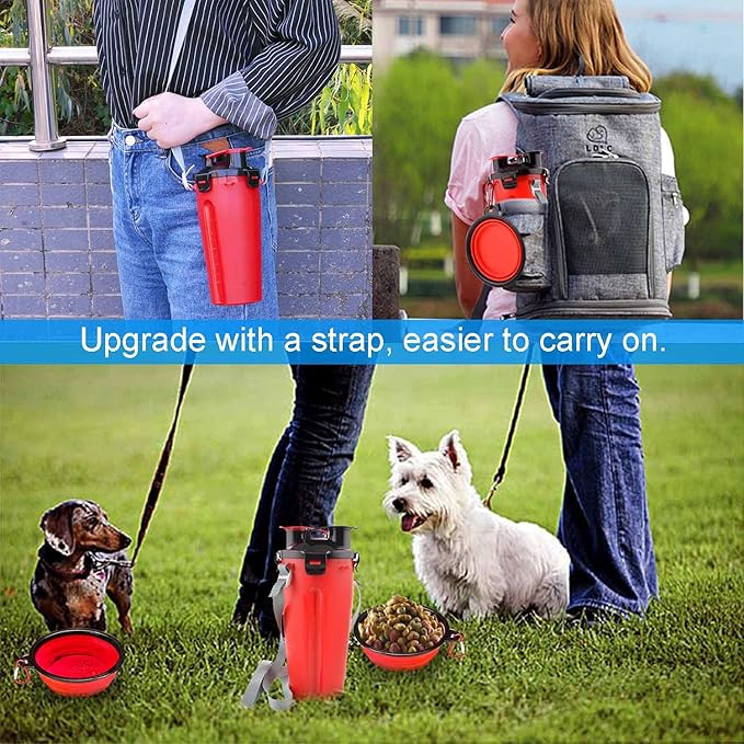 Dog Travel Water Bottle Collapsible Bowls, 2 in 1 Pet Food Container - Image 2