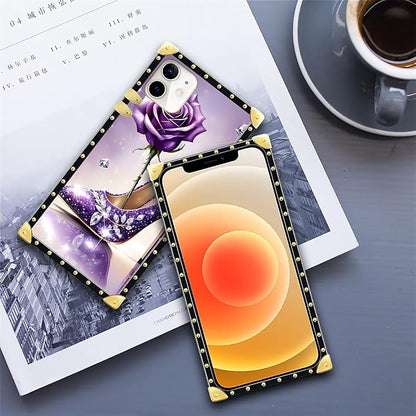 Compatible with iPhone 11 Case, High Heeled Purple Diamond Rose Luxury Golden - Image 6