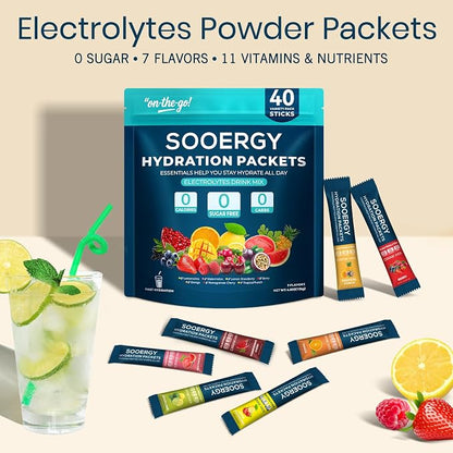 Electrolytes Powder Packets Sugar Free Hydration Packets, 7 Flavors Liquid - Image 4