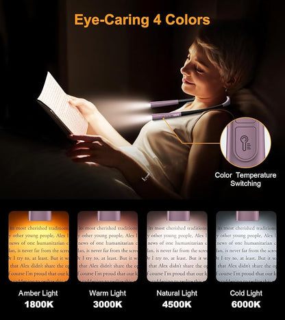 Gritin Book Light, Eye Caring 4-Color & 5-Brightness Neck Light Reading Light- - Image 3
