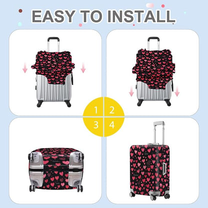 ANNA QUEEN Heart Pattern Luggage Cover, Love Theme Suitcase Protector, - Image 5