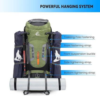 Bseash 80L Waterproof Hiking Camping Backpack - Image 5