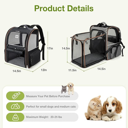 Lekebobor Large Cat Backpack Carrier Expandable Pet Carrier Backpack - Image 2