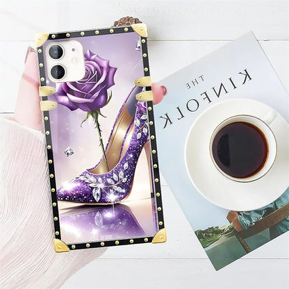 Compatible with iPhone 11 Case, High Heeled Purple Diamond Rose Luxury Golden - Image 7