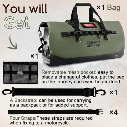 OSAH DRYPAK Waterproof Duffel Bag 25L/40L/60L – Heavy-Duty Motorcycle Tail Bag - Image 8