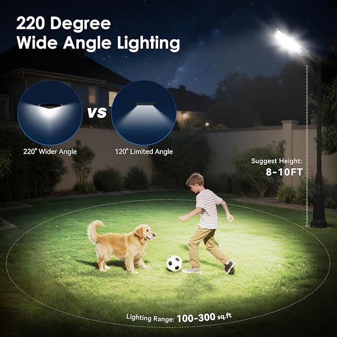 4-Pack Solar Street Lights Outdoor, 13000LM 6500K Waterproof LED Solar Flood - Image 3