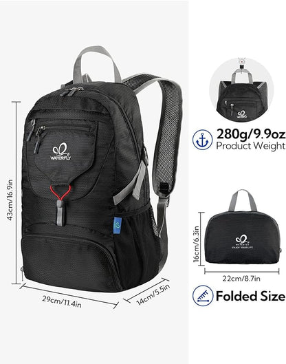WATERFLY Small Lightweight Packable Backpack: 20l Ultra Light Foldable Travel - Image 2