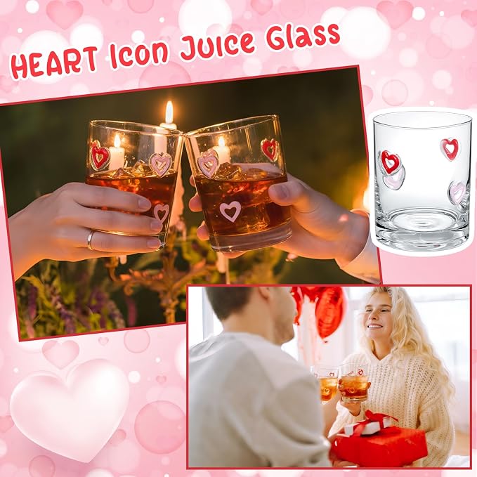 Skylety 2 Pcs Heart Icons Juice Glasses Love Drinking Cups 13.5 oz Old - Image 5