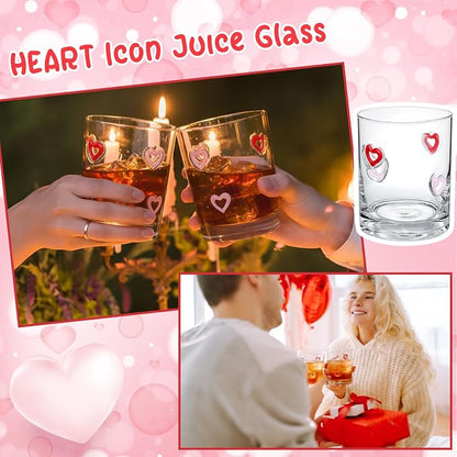 Skylety 2 Pcs Heart Icons Juice Glasses Love Drinking Cups 13.5 oz Old - Image 5