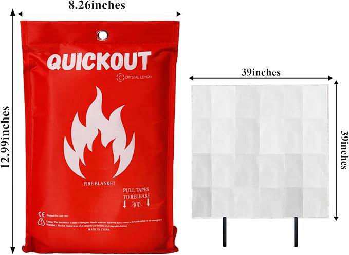 Crystal Lemon Fire Blanket 12-Pack, 39x39 Multi-Use Emergency Fire Suppression - Image 2