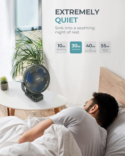 xasla 10000mAh Portable Rechargeable Clip on Fan, 8-inch Battery Operated - Image 5