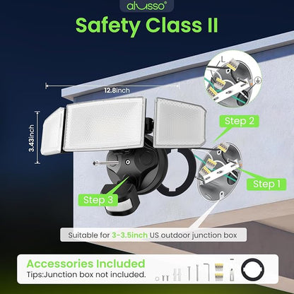 ALUSSO Motion Sensor Outdoor Lights Hardwired, Flood Lights Outdoor 120V - Image 8