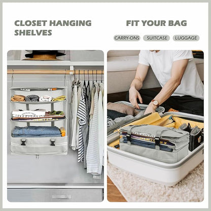 Surblue Hanging Closet Storage Bag Collapsible 3-Shelf Washable Oxford Fabric - Image 3