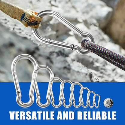 Small Carabiner Clip Hooks, Galvanized Iron Spring Snap Hook Fits Camping Hiking - Image 6