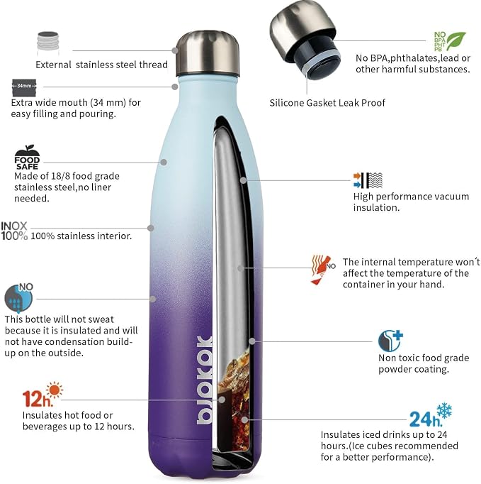 BJPKPK 25oz Insulated Stainless Steel Water Bottles, Sports Water Bottles Keep - Image 3