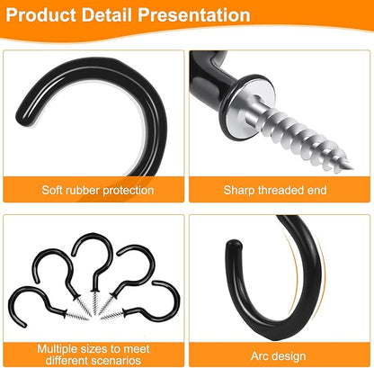 Cup Screw Hooks, 3/4 inch Vinyl Coated Ceiling Hooks, 160 Pack Screw in Plant - Image 4