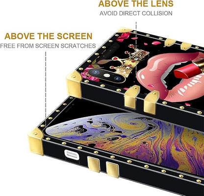Compatible with iPhone Xs Max Case, Glitter Red Rose Queen Leopard Lipstick - Image 7