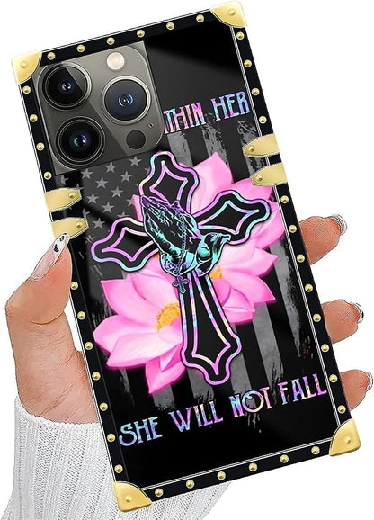 Compatible with iPhone 15 Pro Max Case, Praying Cross Hands Luxury Golden - Image 5
