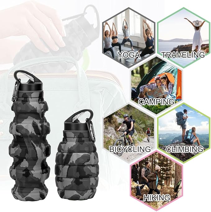 QiCheng&LYS Collapsible Water Bottle Sports Bottle 19.5OZ/580ml Travel Water - Image 6