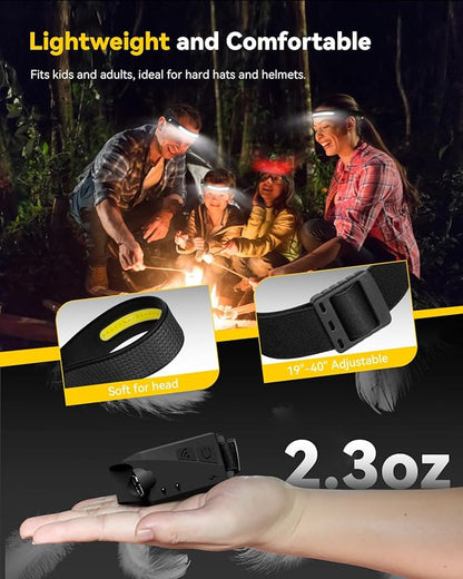 Headlamps Rechargeable with Red Light 2 Pack, Wide Beam Running LED Head Lamp - Image 7