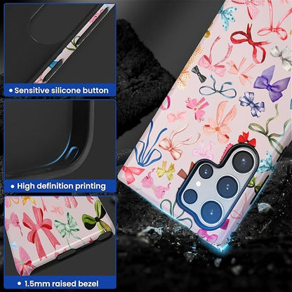 for Samsung Galaxy S24 Ultra Case, HL2 Aesthetic Color Bow Tie Hybrid 2 Layer - Image 3