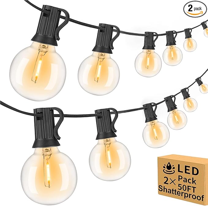 100ft Outdoor String Lights Waterproof/Connectable/Dimmable by Arbrac
