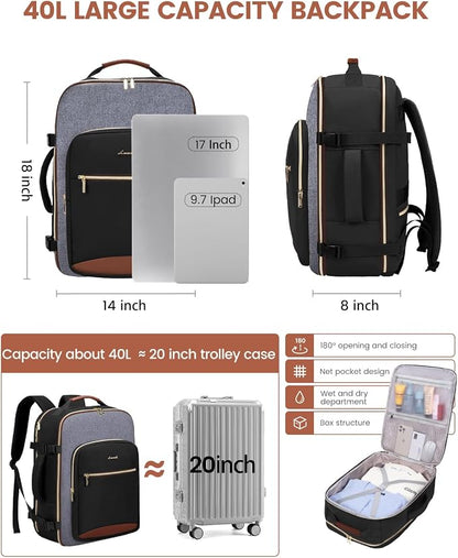 LOVEVOOK 40L Travel Backpack for Women & Men, Airline Approved Carry On Luggage - Image 4