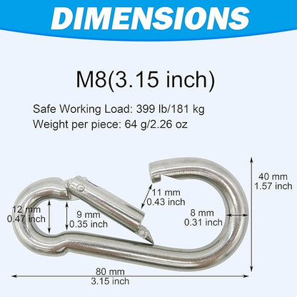 Marine Grade 316 Stainless Steel Carabiners Heavy Duty, Durable & Rust-Free - Image 3