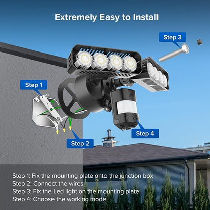 SANSI 7000LM Brightness Motion Sensor Outdoor Lights, 54W 5000K IP65 Waterproof - Image 8