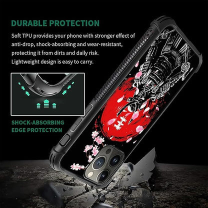 for iPhone 16 Pro Case, Sakura Japanese Samurai Pattern Graphic Design Girl Boy - Image 7