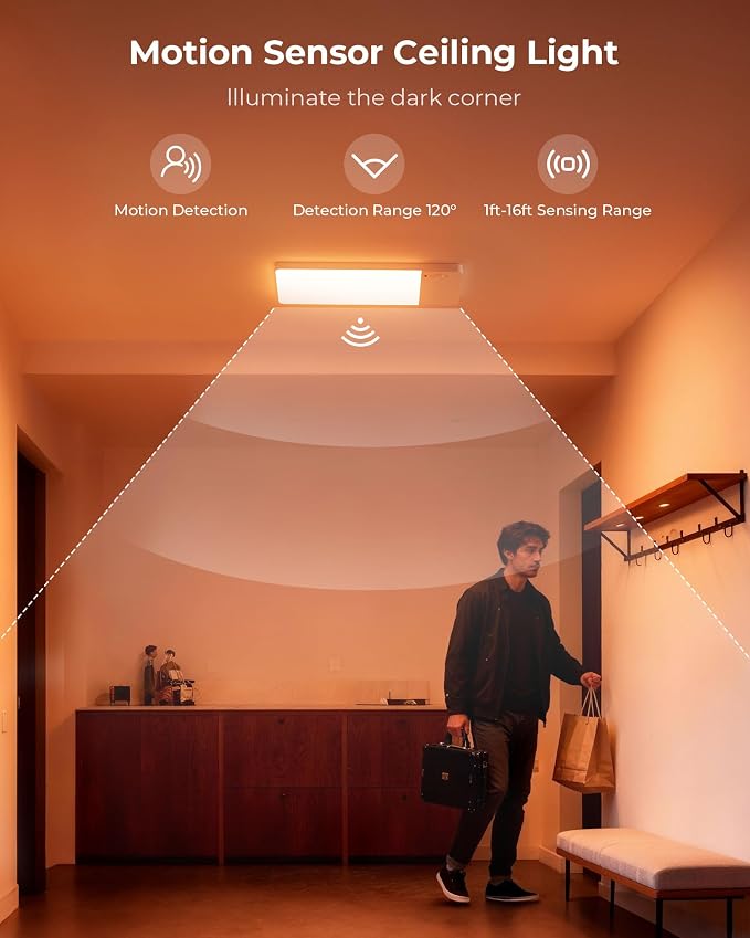 FULEN Rechargeable Motion Sensor Ceiling Light RGB Color, Closet Light - Image 3