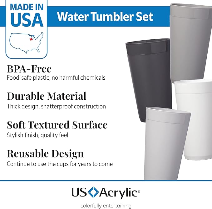 US Acrylic Newport 20 ounce Unbreakable Plastic Stackable Water Tumblers in - Image 2