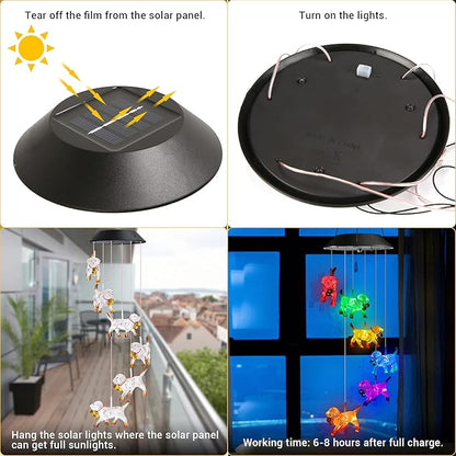 Toodour Solar Wind Chime, Color Changing Wind Chimes Dog, LED Decorative Mobile - Image 4