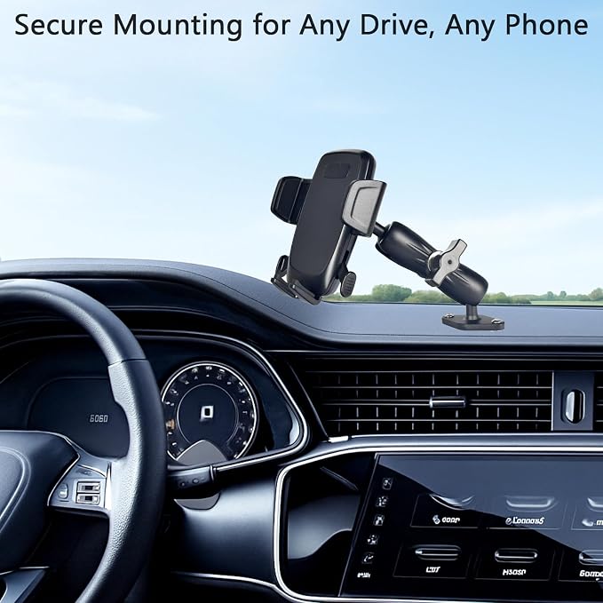 VAUBORTTI 1" Ball Phone Mount – Aluminum Alloy Arm & Base, Double Ball Joint - Image 2