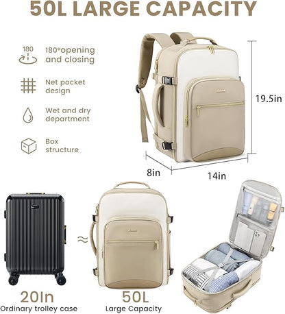LOVEVOOK 50L Travel Backpack for Women & Men, Airline Approved Carry On Luggage - Image 3