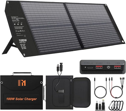 100W Portable Solar Panel USB-C PD 65W Fast Charging 24V MC4 DC QC3.0 USB-A by Mesuvida