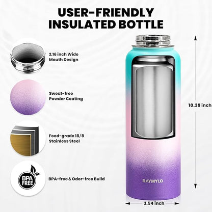 RAYMYLO Insulated Water Bottle 40 oz, Triple Wall Vacuum Stainless Steel - Image 5