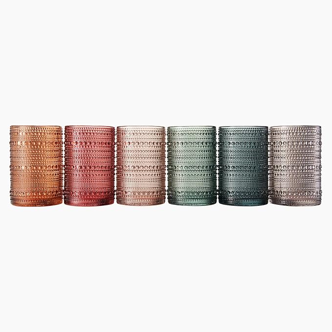 Khen Hobnail Beaded Highball Drinking Tumbler Glasses | Set of 6 | Color - Image 2