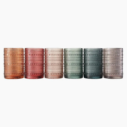 Khen Hobnail Beaded Highball Drinking Tumbler Glasses | Set of 6 | Color - Image 2