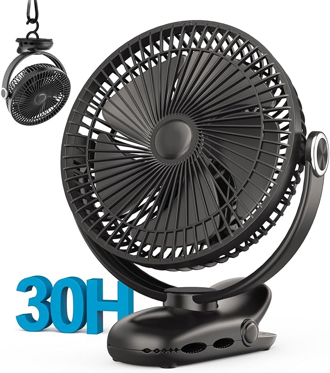 10000mAh 30hrs Portable Fan Rechargeable, 8-Inch Battery Operated Clip on Fan by NuerstFan